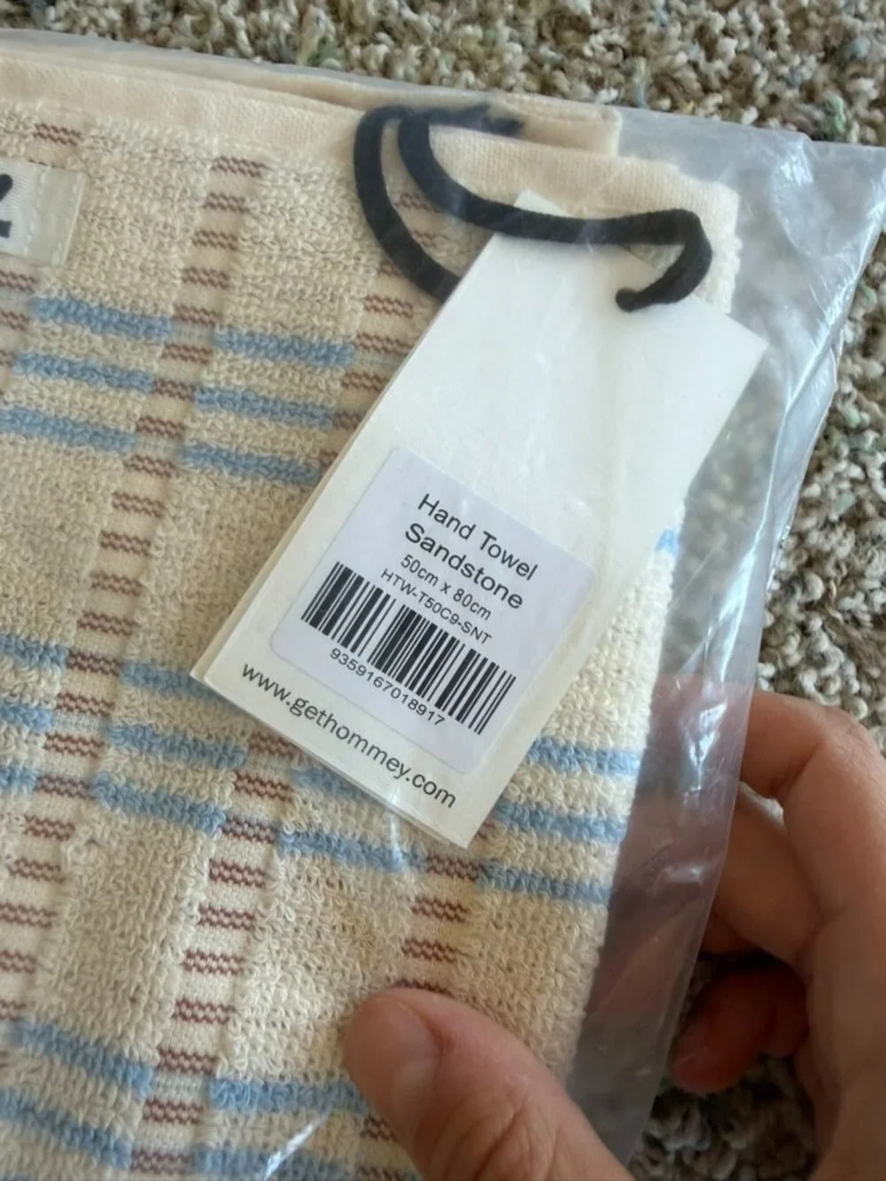 NWT Hommey Bath Towels Hand Towels & Bath Mat Bundle Sandstone/Cornflower